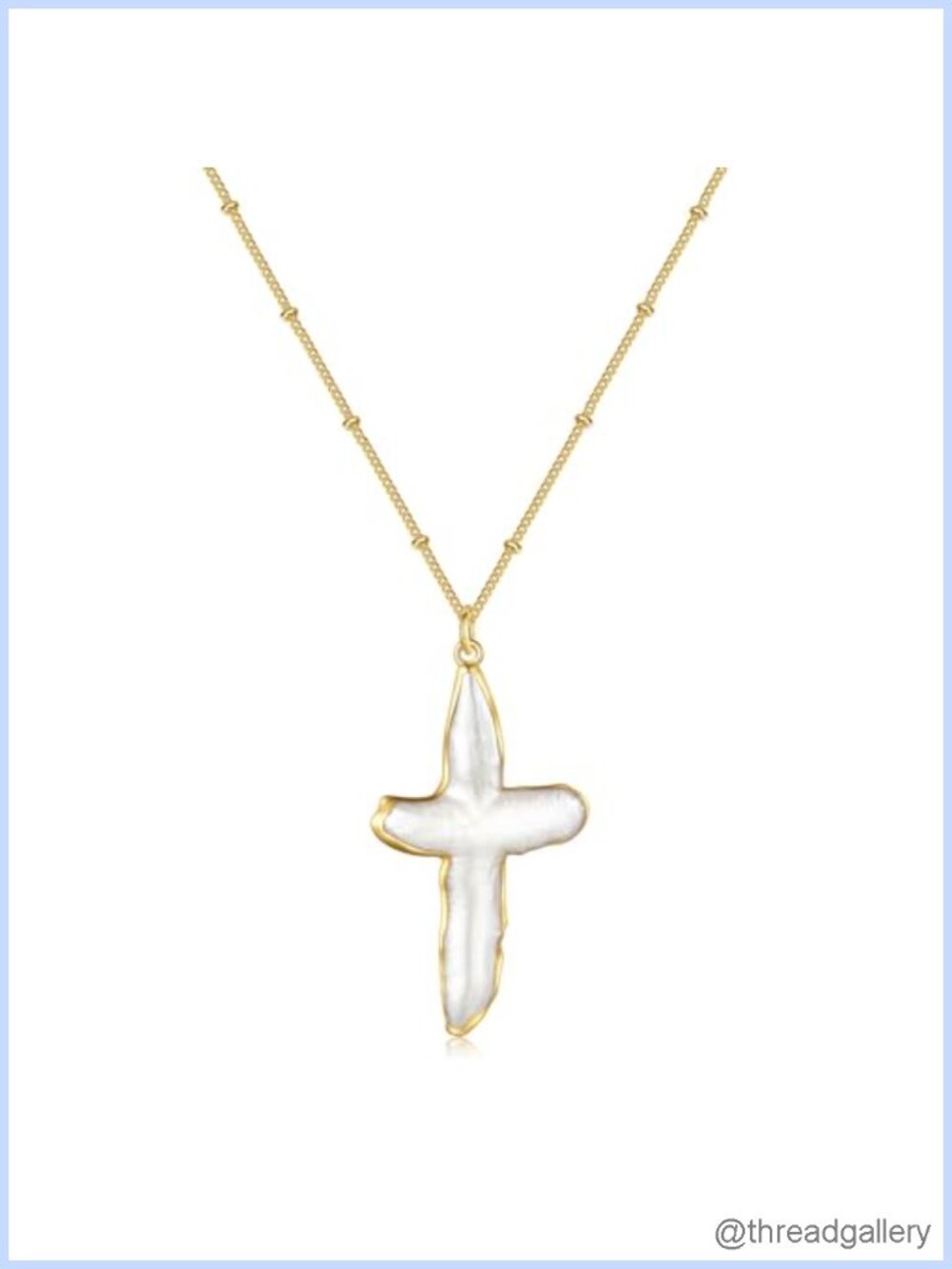 18K Gold Plated Cross Necklace Natural Baroque Freshwater Pearl Necklace
